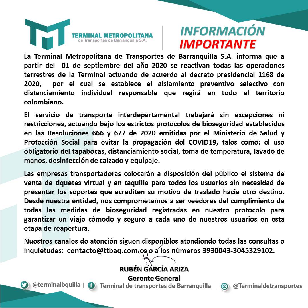 Avanza Movilidad Integral S.l. Terminal Metropolitana de Transporte de Barranquilla